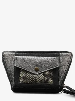 Leportefeuille Emma Python - Argente / Noir