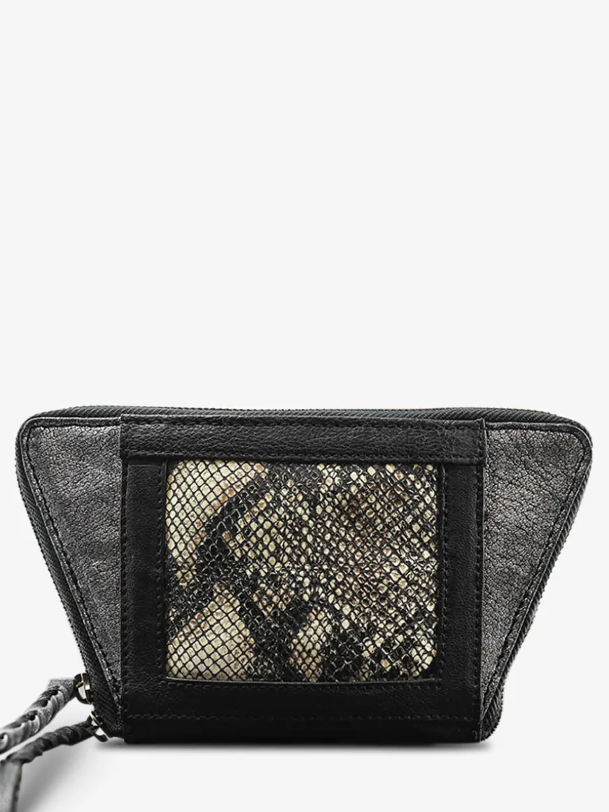 Leportefeuille Emma Python - Argente / Noir